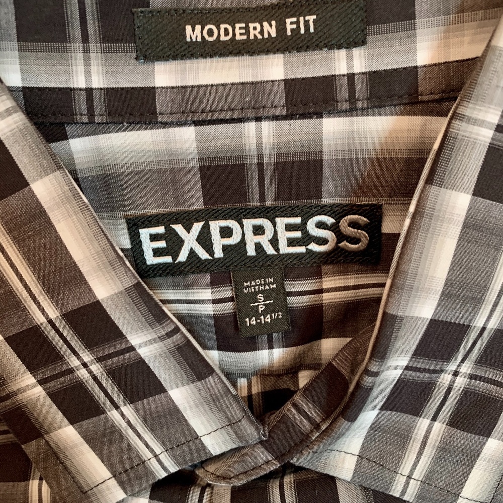 Express Modern Fit Plaid Dress Shirt